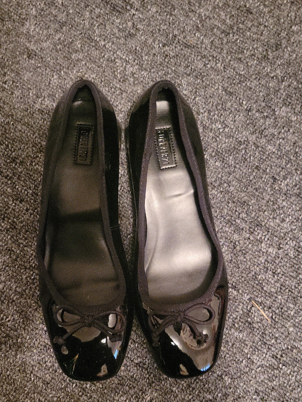 Forever 21 Black Patent Ballet Flats with Bow Trim